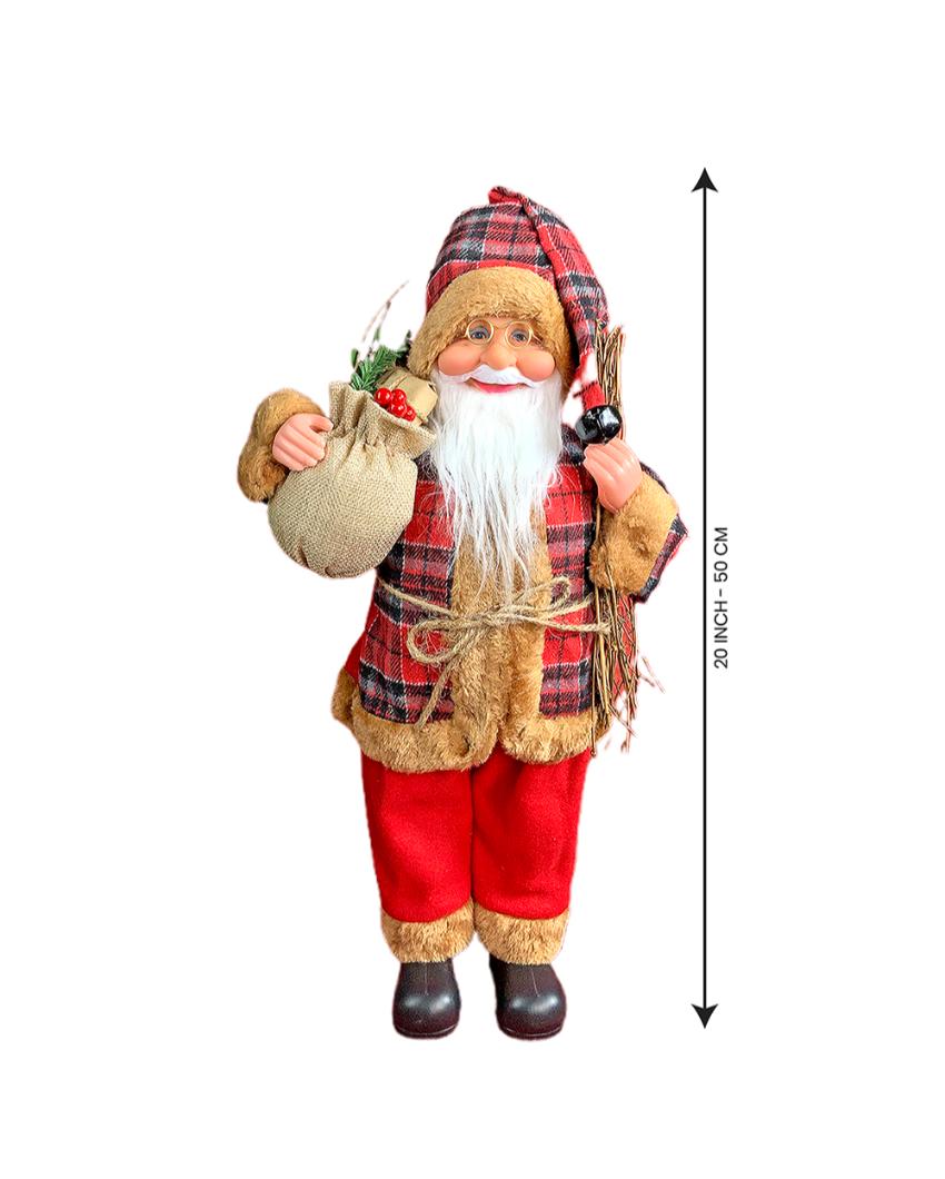 Premium Plaid Sitting Santa Christmas Decor | 5 x 13 inches