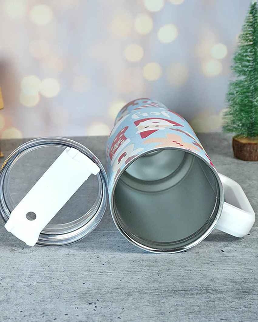 Light Blue Christmas Vacuum Insulated Tumbler with Straw Cup | 6 x 4 x 11 inches | 1 Liter