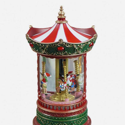 Glitter Light Water Rotating Christmas Carousel Snow Globe Feature Display | 6 x 10 inches