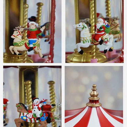 Glitter Light Water Rotating Christmas Carousel Snow Globe Feature Display | 6 x 10 inches