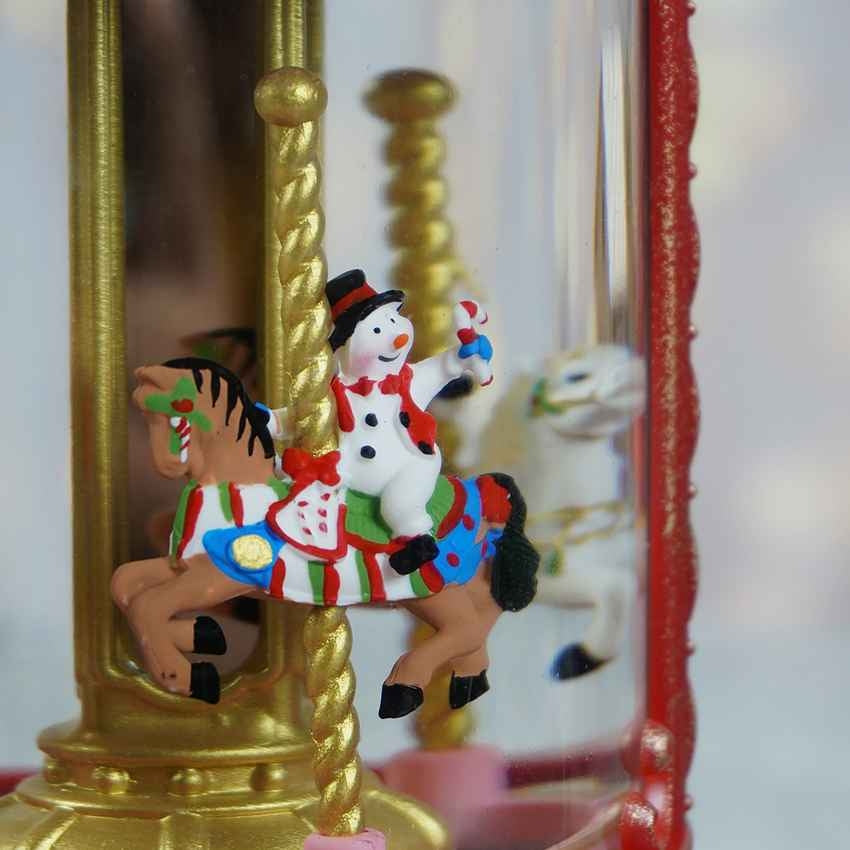 Glitter Light Water Rotating Christmas Carousel Snow Globe Feature Display | 6 x 10 inches