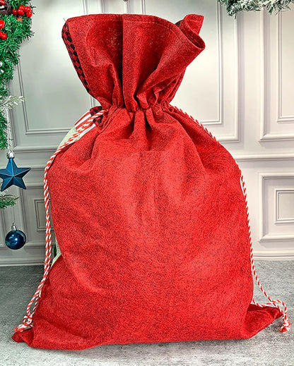 Adorable Deer Checks Felt Christmas Sack And Gift Bag | 13 x 21 inches