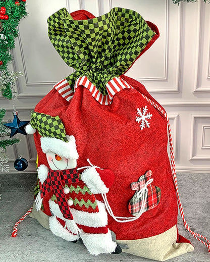 Deer Checks Felt Christmas Sack And Gift Bag | 13 x 21 inches