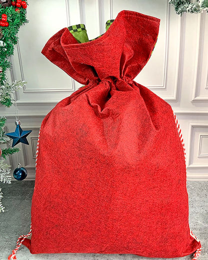 Deer Checks Felt Christmas Sack And Gift Bag | 13 x 21 inches