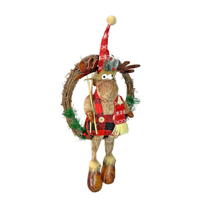 Fluffy Rudolf Wreath Christmas Decoration | 8 x 24 inches