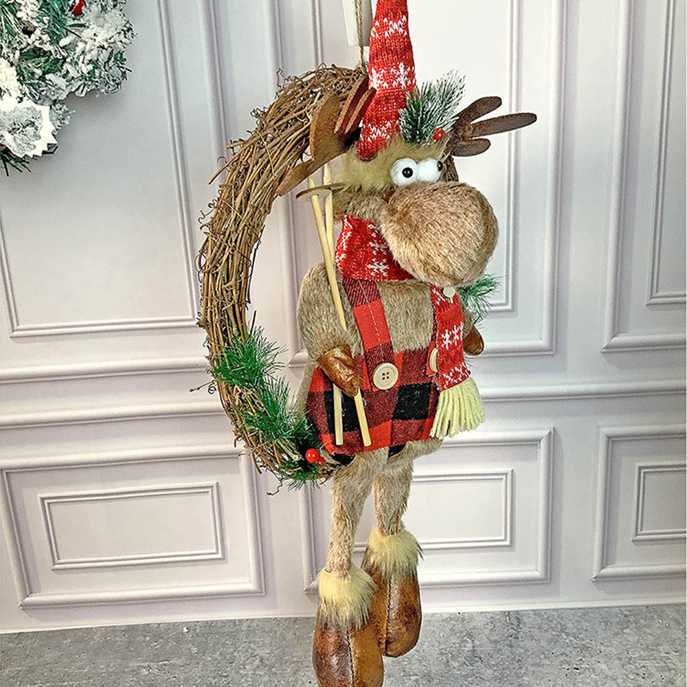 Fluffy Rudolf Wreath Christmas Decoration | 8 x 24 inches