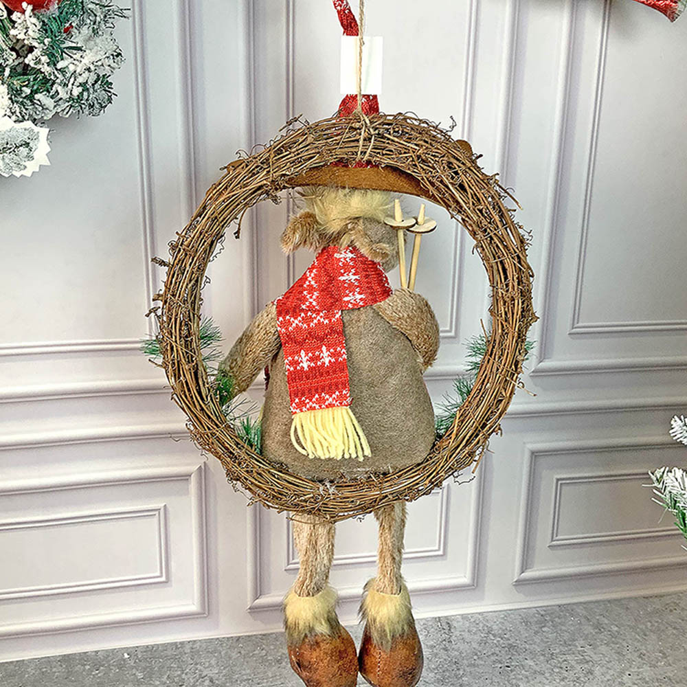 Fluffy Rudolf Wreath Christmas Decoration | 8 x 24 inches