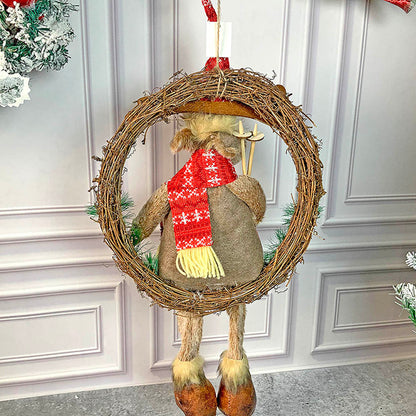 Fluffy Rudolf Wreath Christmas Decoration | 8 x 24 inches