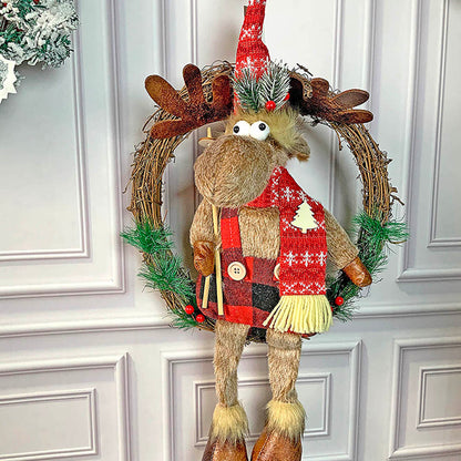 Fluffy Rudolf Wreath Christmas Decoration | 8 x 24 inches