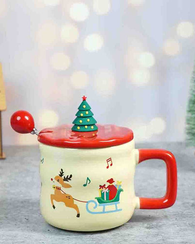 Deer With Sledge Christmas Mug | 4 x 5 x 5 inches