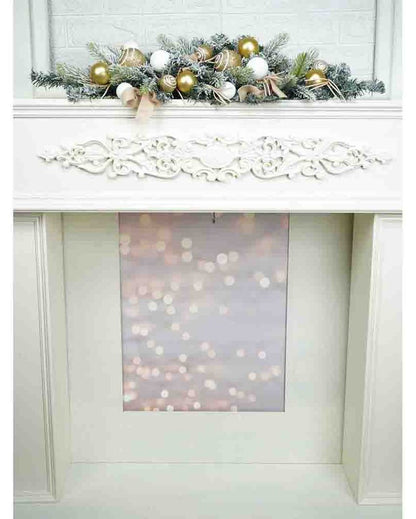 Swirl Snow Frosted Christmas Door Garland With Ornaments | 28 inches