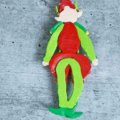 Handmade Clay Naughty Elf with Balloon Pants Ornament Decoration | 3 x 6 inches