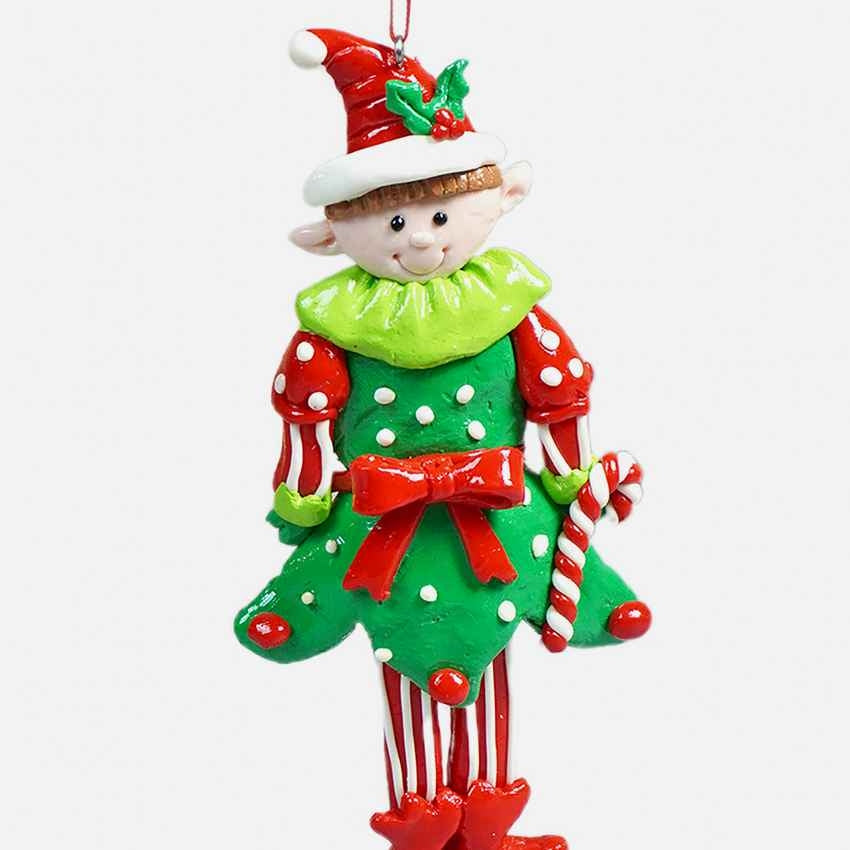 Handmade Clay Naughty Elf in Frock Ornament Decoration | 3 x 6 inches