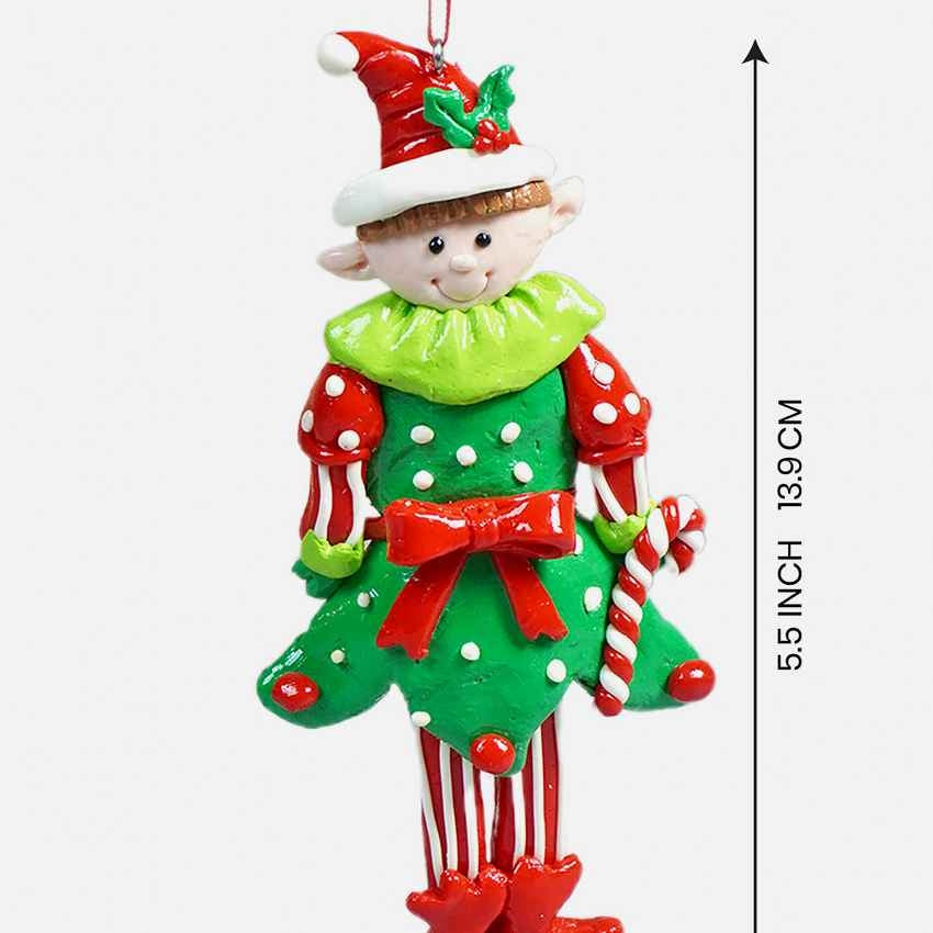 Handmade Clay Naughty Elf in Frock Ornament Decoration | 3 x 6 inches