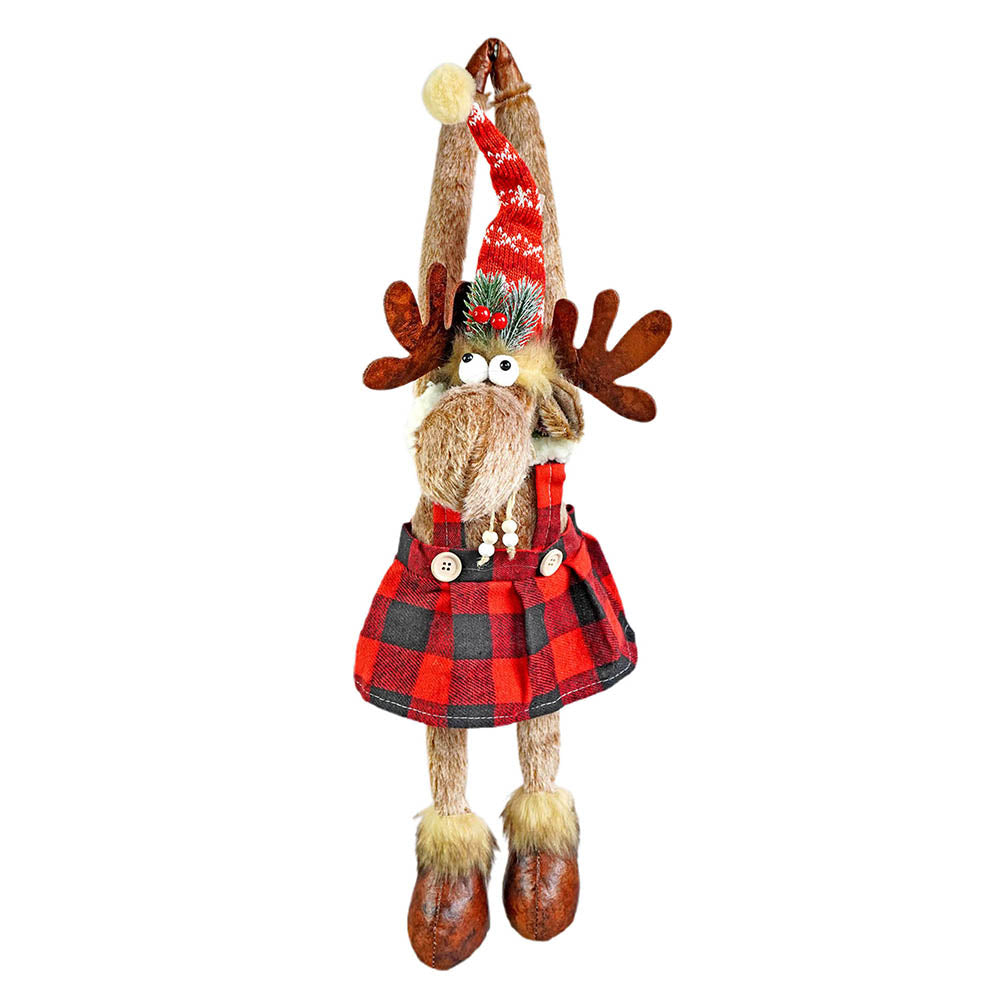 Striped Frock Reindeer Table Christmas Decoration | 10 x 25 inches