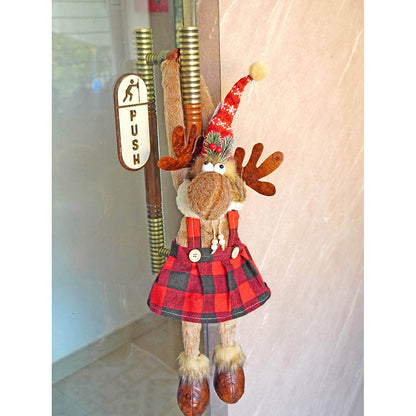 Striped Frock Reindeer Table Christmas Decoration | 10 x 25 inches