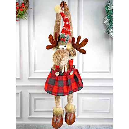 Striped Frock Reindeer Table Christmas Decoration | 10 x 25 inches