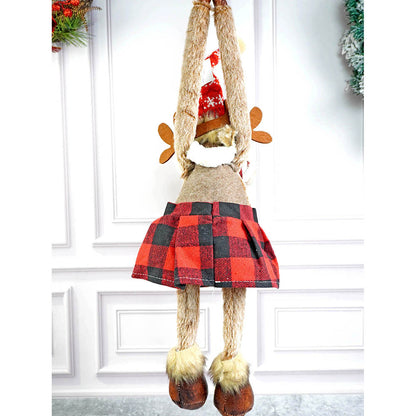 Striped Frock Reindeer Table Christmas Decoration | 10 x 25 inches