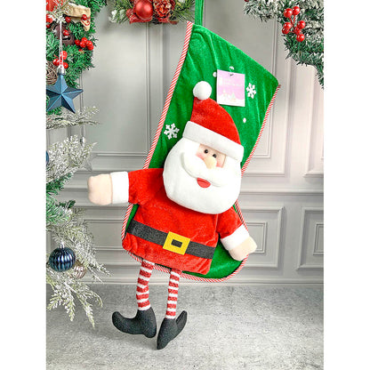 Velvet Glitter Santa Stockings Christmas Decoration | 11 x 17 inches