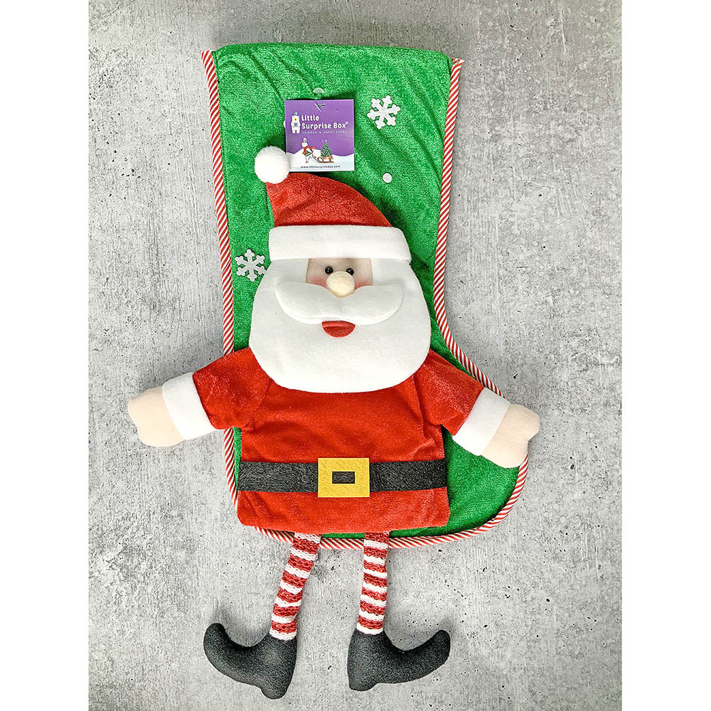 Velvet Glitter Santa Stockings Christmas Decoration | 11 x 17 inches