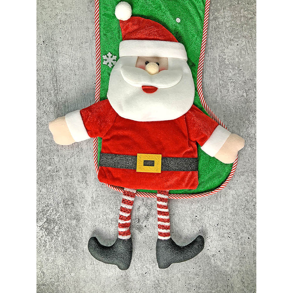 Velvet Glitter Santa Stockings Christmas Decoration | 11 x 17 inches