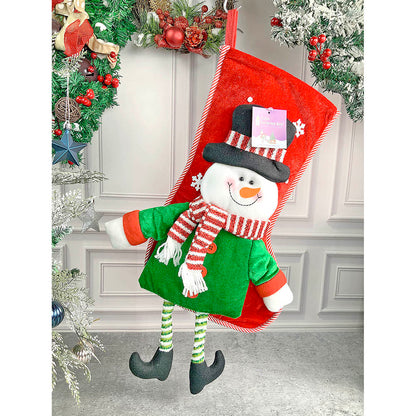 Velvet Glitter Snowman Stockings Christmas Decoration | 11 x 17 inches