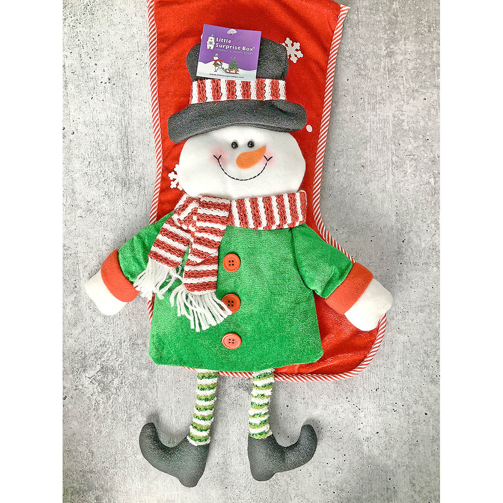 Velvet Glitter Snowman Stockings Christmas Decoration | 11 x 17 inches