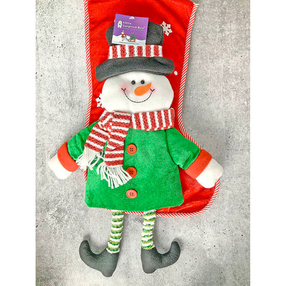 Velvet Glitter Snowman Stockings Christmas Decoration | 11 x 17 inches