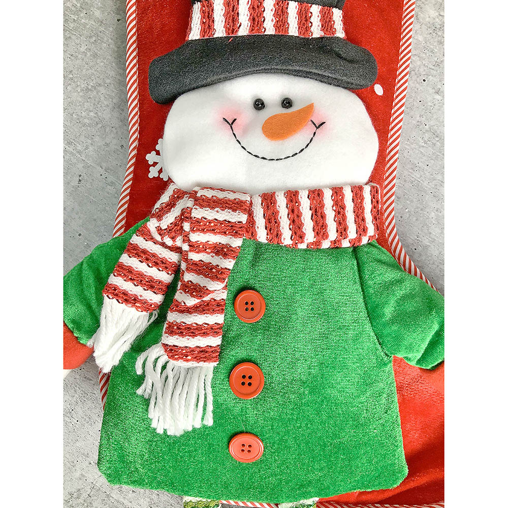 Velvet Glitter Snowman Stockings Christmas Decoration | 11 x 17 inches