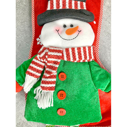 Velvet Glitter Snowman Stockings Christmas Decoration | 11 x 17 inches