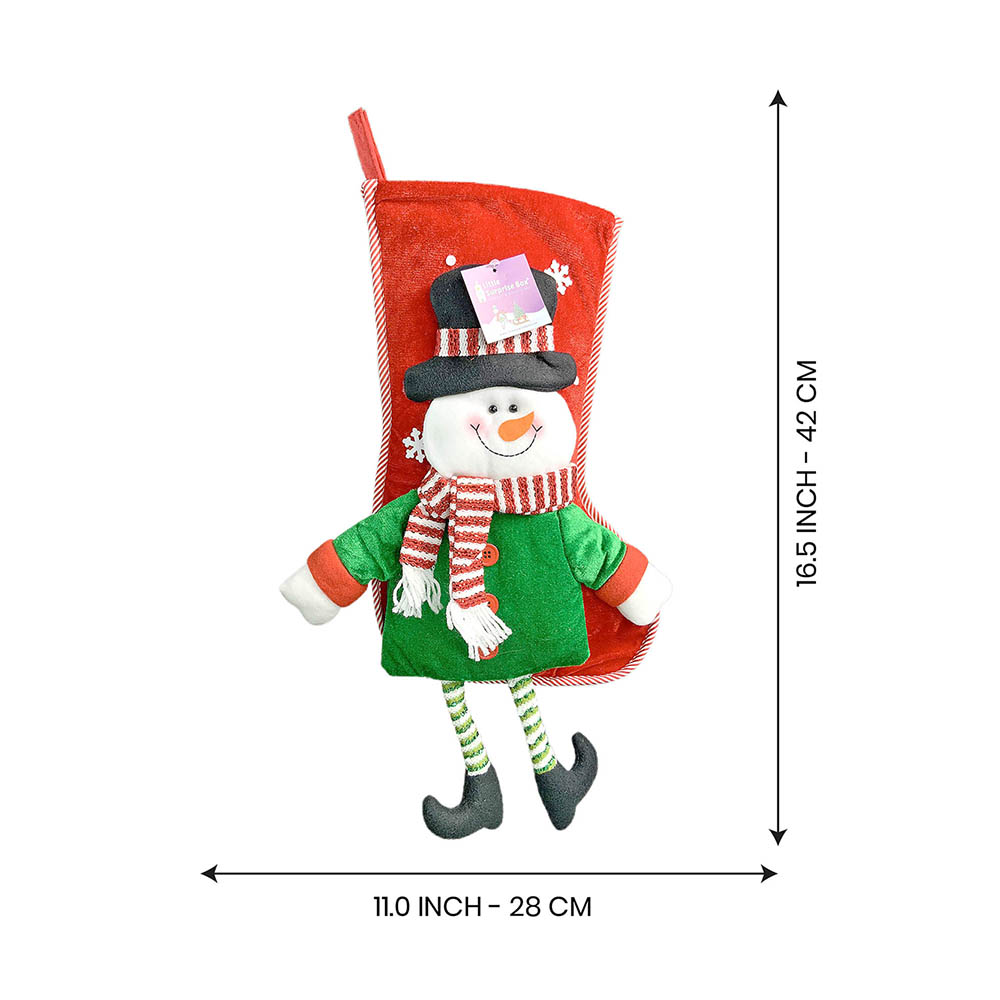 Velvet Glitter Snowman Stockings Christmas Decoration | 11 x 17 inches