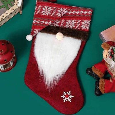 Adorable Beardy Gnome Christmas Stocking | 22 x 10 x 5 inches