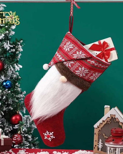 Adorable Beardy Gnome Christmas Stocking | 22 x 10 x 5 inches