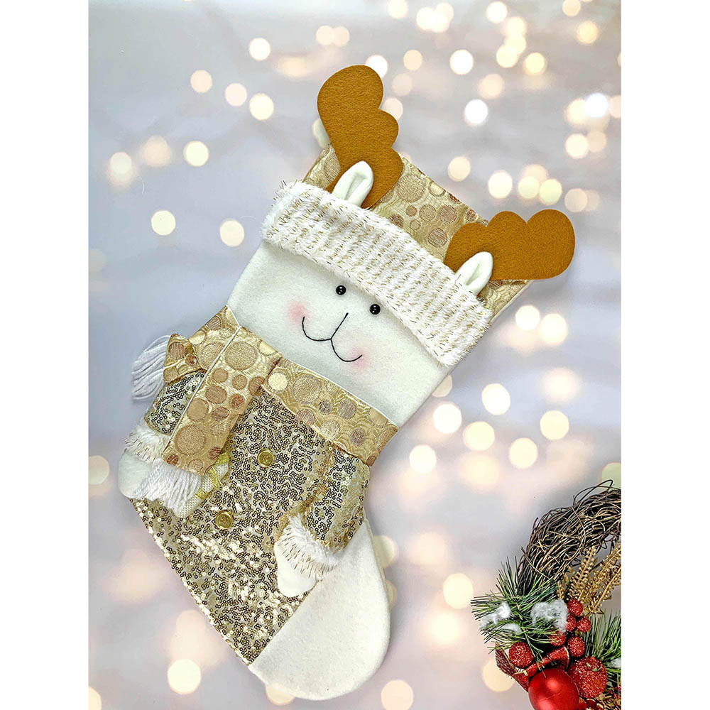 Golden Deer Stockings Christmas Decoration | 11 x 17 inches