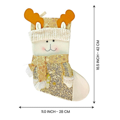 Golden Deer Stockings Christmas Decoration | 11 x 17 inches