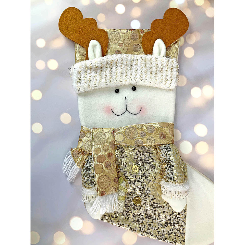 Golden Deer Stockings Christmas Decoration | 11 x 17 inches