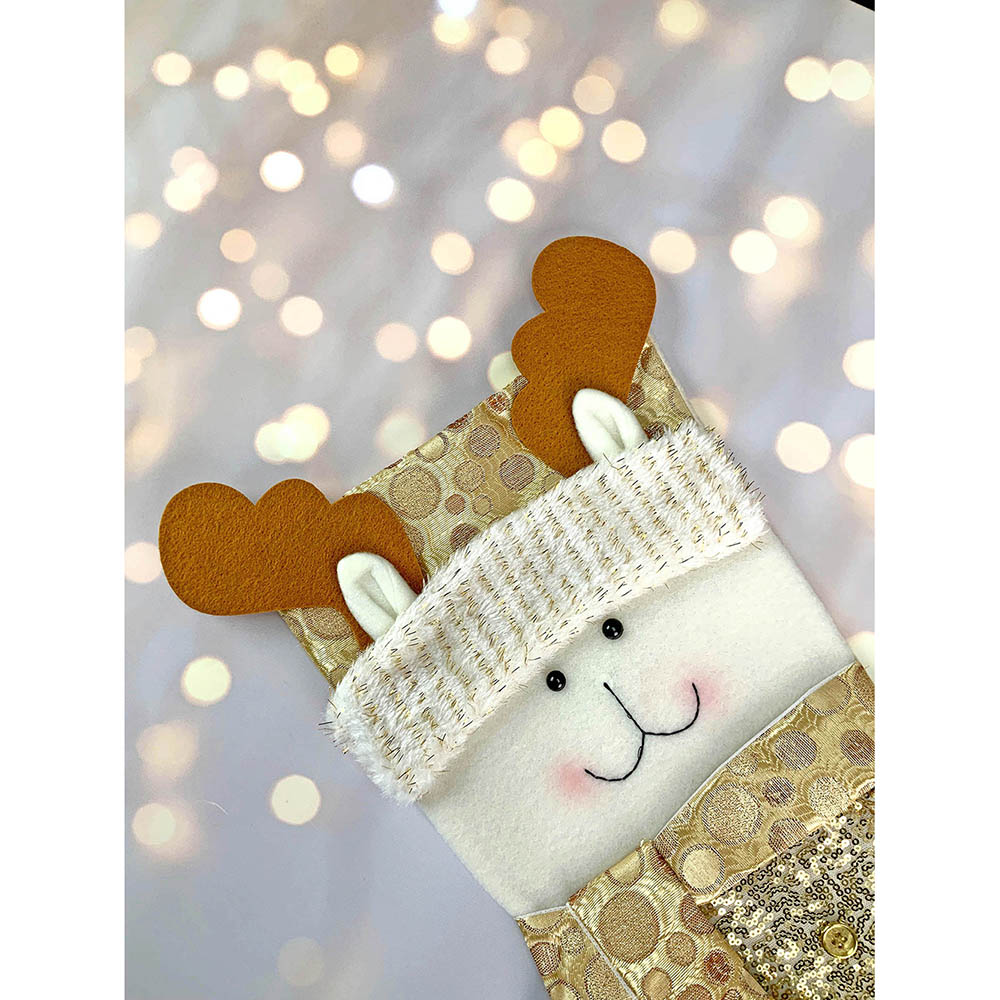 Golden Deer Stockings Christmas Decoration | 11 x 17 inches