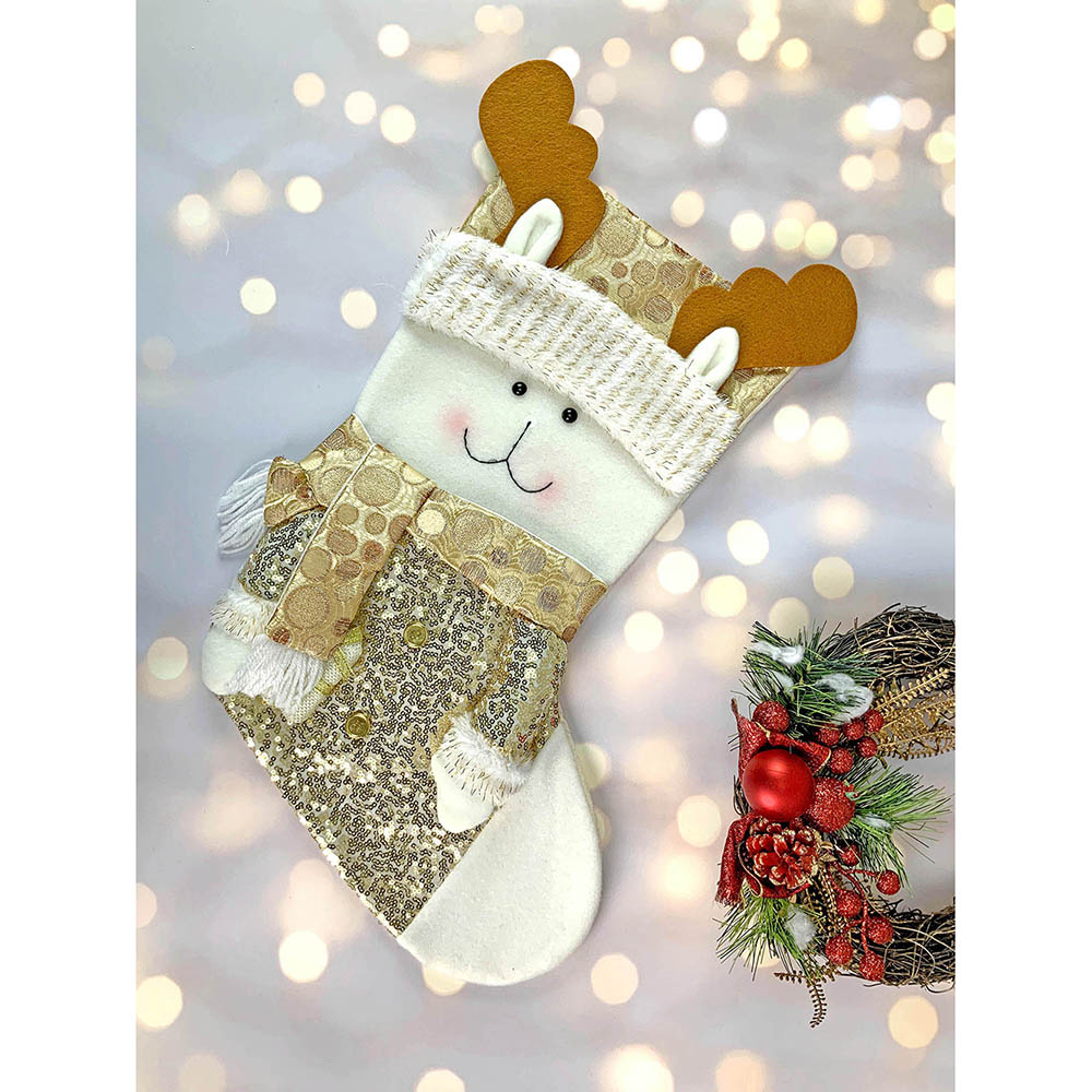 Golden Deer Stockings Christmas Decoration | 11 x 17 inches