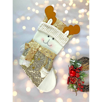 Golden Deer Stockings Christmas Decoration | 11 x 17 inches