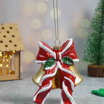 Big Bow Golden Bell Christmas Accent Decoration | 3 x 5 inches