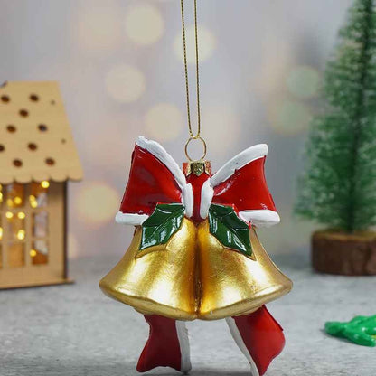 Big Bow Golden Bell Christmas Accent Decoration | 3 x 5 inches