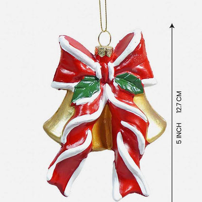 Big Bow Golden Bell Christmas Accent Decoration | 3 x 5 inches