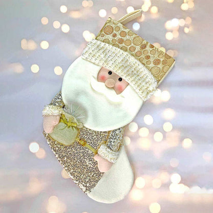 Golden Santa Stockings Christmas Decoration | 11 x 17 inches