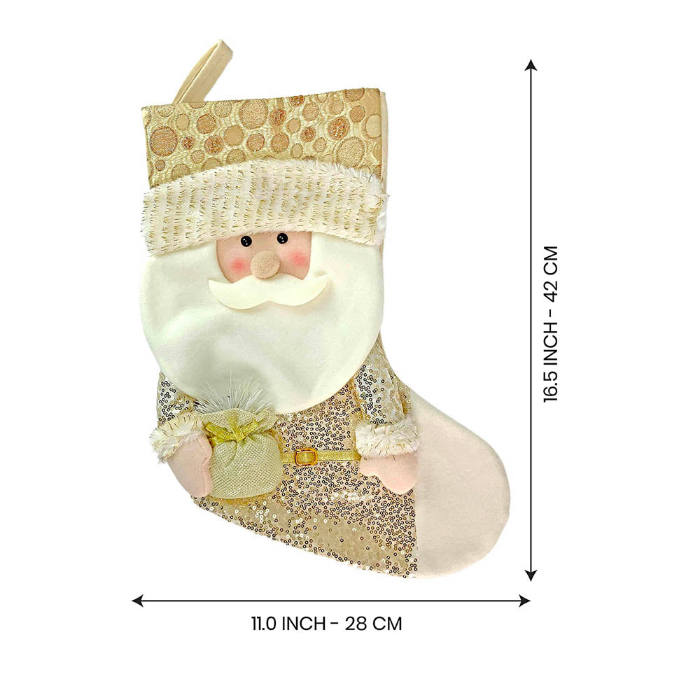 Golden Santa Stockings Christmas Decoration | 11 x 17 inches