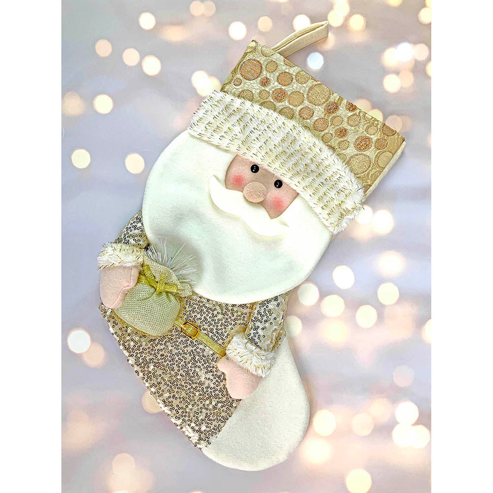 Golden Santa Stockings Christmas Decoration | 11 x 17 inches