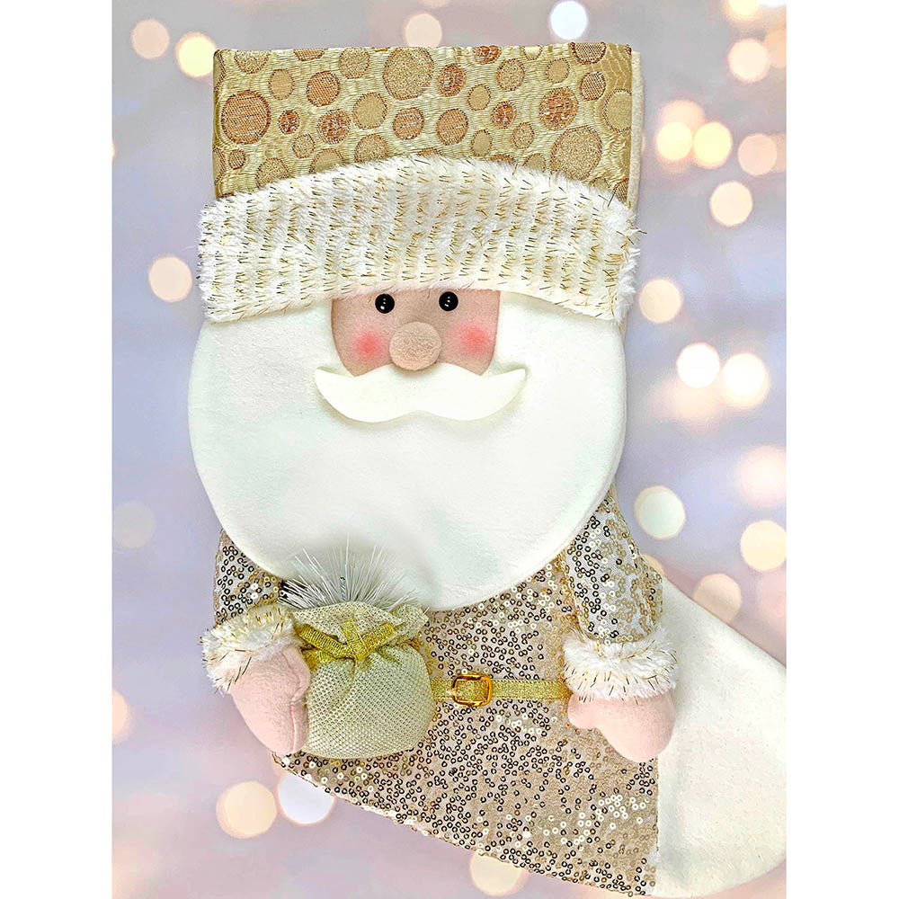 Golden Santa Stockings Christmas Decoration | 11 x 17 inches