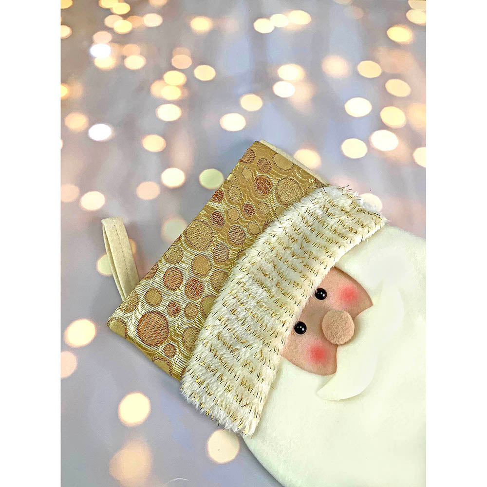 Golden Santa Stockings Christmas Decoration | 11 x 17 inches