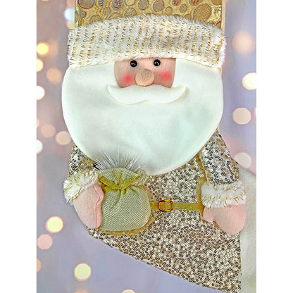 Golden Santa Stockings Christmas Decoration | 11 x 17 inches