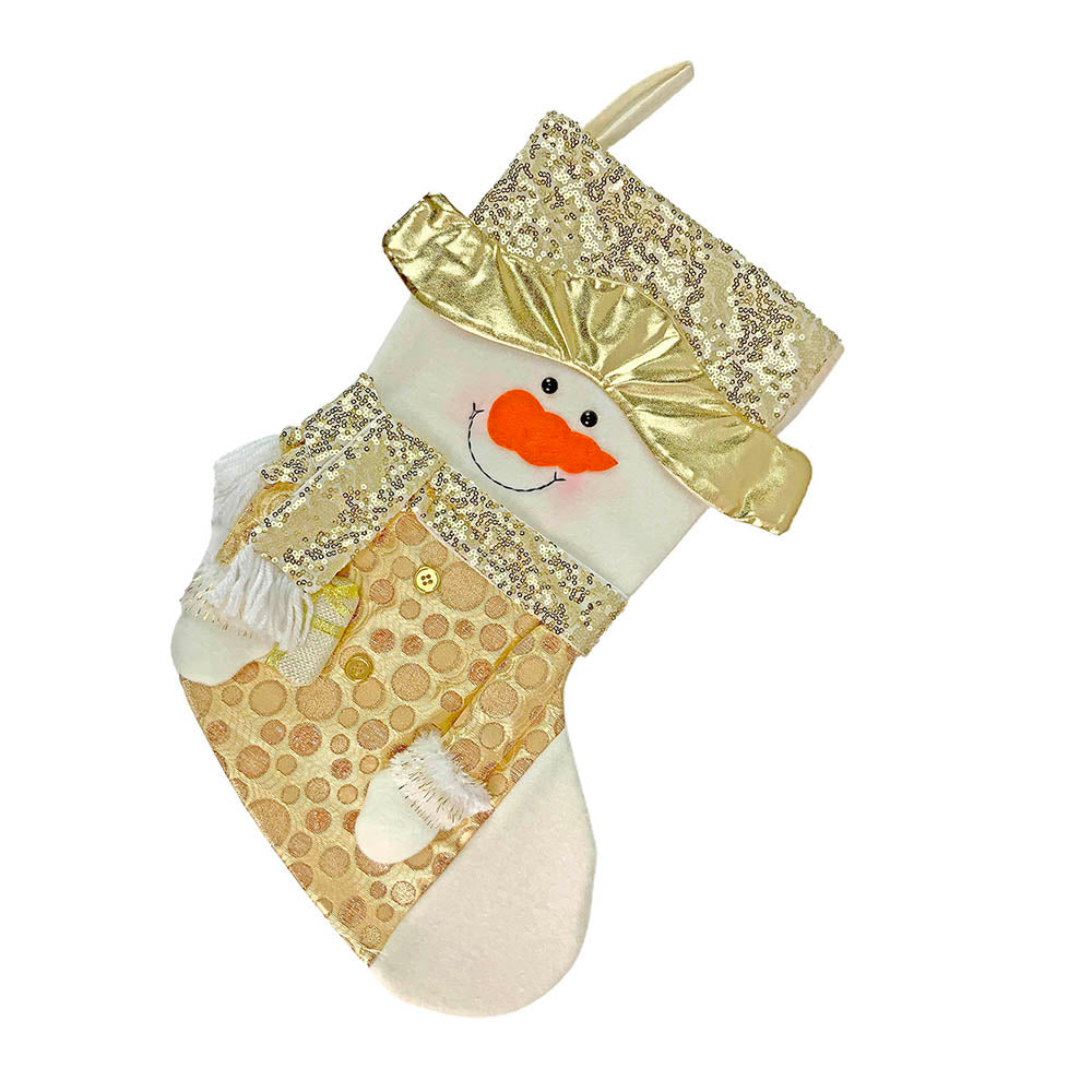 Golden Snowman Stockings Christmas Decoration | 11 x 17 inches