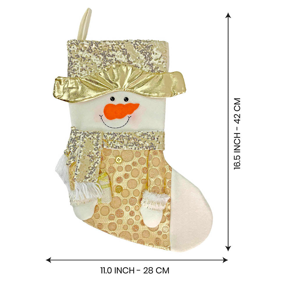 Golden Snowman Stockings Christmas Decoration | 11 x 17 inches